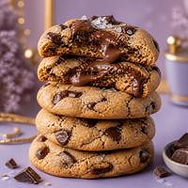 Gourmet cookies with melted chocolate